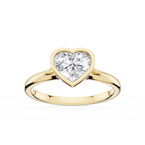 Linda Heart Lab Grown Diamond Bezel Split Shank Solitaire Engagement Ring