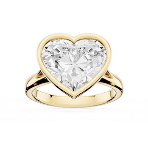 Linda Heart Lab Grown Diamond Bezel Split Shank Solitaire Engagement Ring