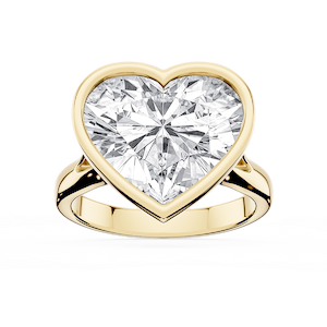 Linda Heart Lab Grown Diamond Bezel Split Shank Solitaire Engagement Ring