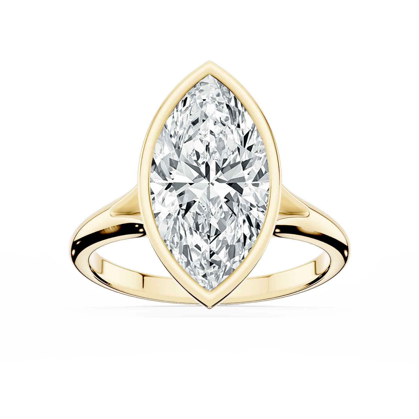Linda Marquise Lab Grown Diamond Bezel Split Shank Solitaire Engagement Ring