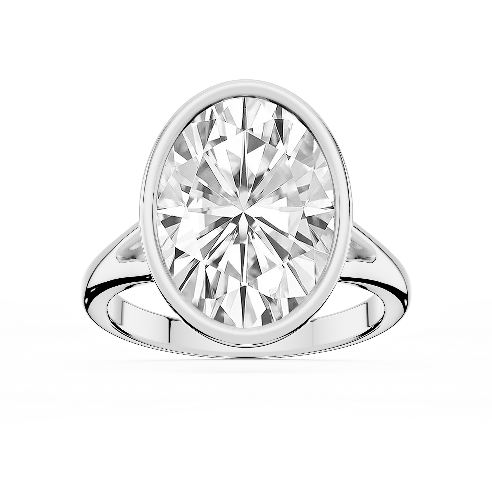 Linda Oval Lab Grown Diamond Bezel Split Shank Solitaire Engagement Ring