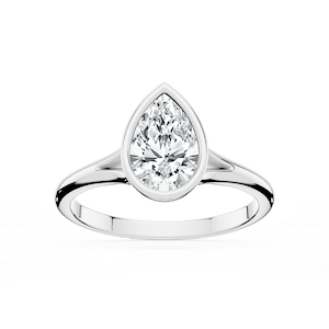 Linda Pear Lab Grown Diamond Bezel Split Shank Solitaire Engagement Ring