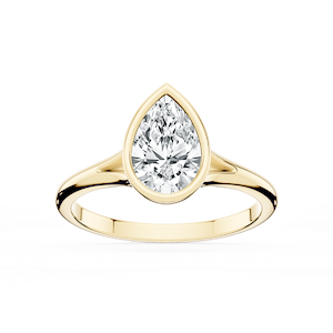 Linda Pear Lab Grown Diamond Bezel Split Shank Solitaire Engagement Ring