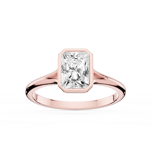 Linda Radiant Lab Grown Diamond Bezel Split Shank Solitaire Engagement Ring