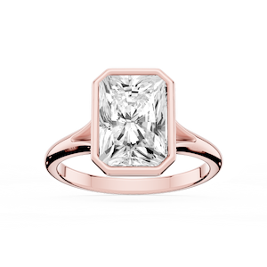 Linda Radiant Lab Grown Diamond Bezel Split Shank Solitaire Engagement Ring