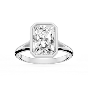 Linda Radiant Lab Grown Diamond Bezel Split Shank Solitaire Engagement Ring