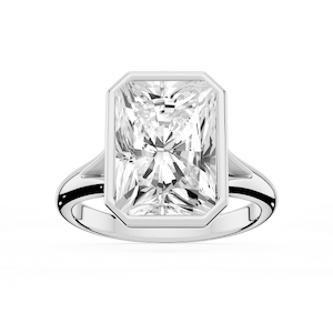 Linda Radiant Lab Grown Diamond Bezel Split Shank Solitaire Engagement Ring