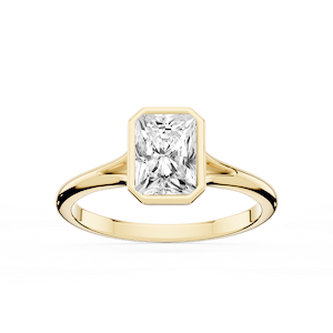 Linda Radiant Lab Grown Diamond Bezel Split Shank Solitaire Engagement Ring