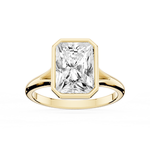 Linda Radiant Lab Grown Diamond Bezel Split Shank Solitaire Engagement Ring