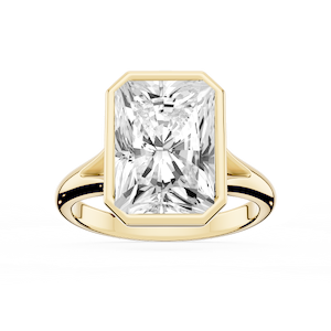 Linda Radiant Lab Grown Diamond Bezel Split Shank Solitaire Engagement Ring