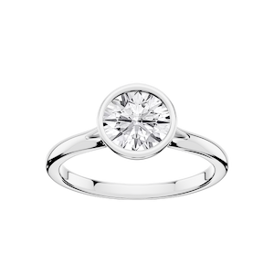 Linda Round Lab Grown Diamond Bezel Split Shank Solitaire Engagement Ring
