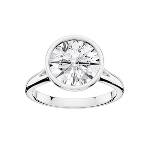 Linda Round Lab Grown Diamond Bezel Split Shank Solitaire Engagement Ring