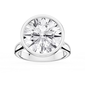 Linda Round Lab Grown Diamond Bezel Split Shank Solitaire Engagement Ring
