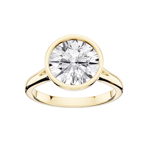 Linda Round Lab Grown Diamond Bezel Split Shank Solitaire Engagement Ring