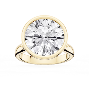 Linda Round Lab Grown Diamond Bezel Split Shank Solitaire Engagement Ring