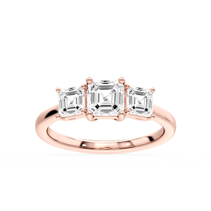 Lola Asscher Lab Grown Diamond Three Stone Engagement Ring
