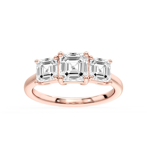 Lola Asscher Lab Grown Diamond Three Stone Engagement Ring