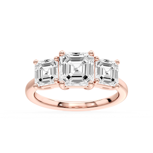 Lola Asscher Lab Grown Diamond Three Stone Engagement Ring