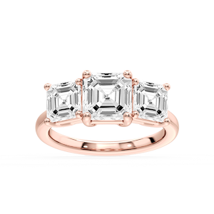 Lola Asscher Lab Grown Diamond Three Stone Engagement Ring