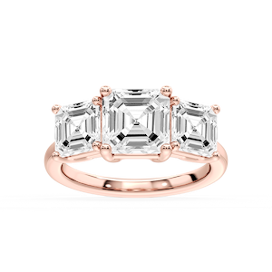 Lola Asscher Lab Grown Diamond Three Stone Engagement Ring