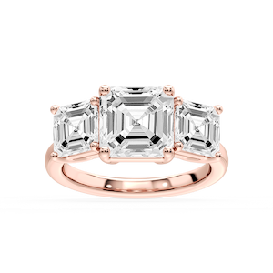 Lola Asscher Lab Grown Diamond Three Stone Engagement Ring