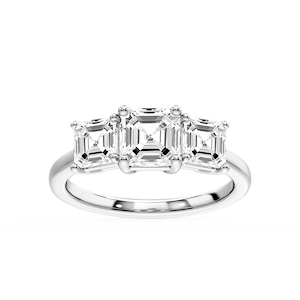 Lola Asscher Lab Grown Diamond Three Stone Engagement Ring