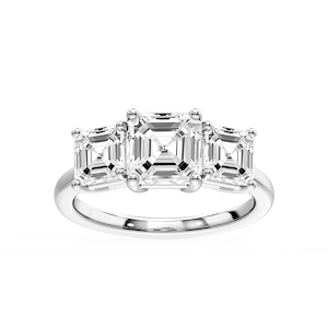 Lola Asscher Lab Grown Diamond Three Stone Engagement Ring