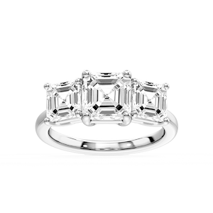 Lola Asscher Lab Grown Diamond Three Stone Engagement Ring