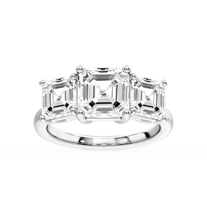 Lola Asscher Lab Grown Diamond Three Stone Engagement Ring
