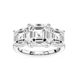 Lola Asscher Lab Grown Diamond Three Stone Engagement Ring