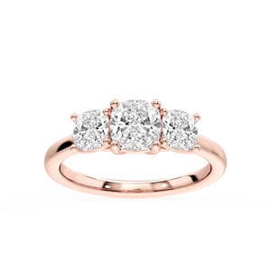 Lola Cushion Lab Grown Diamond Three Stone Engagement Ring