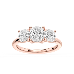 Lola Cushion Lab Grown Diamond Three Stone Engagement Ring