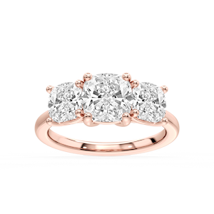 Lola Cushion Lab Grown Diamond Three Stone Engagement Ring
