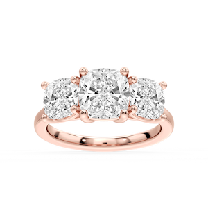 Lola Cushion Lab Grown Diamond Three Stone Engagement Ring