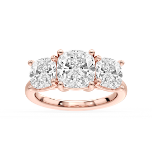 Lola Cushion Lab Grown Diamond Three Stone Engagement Ring