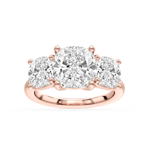 Lola Cushion Lab Grown Diamond Three Stone Engagement Ring