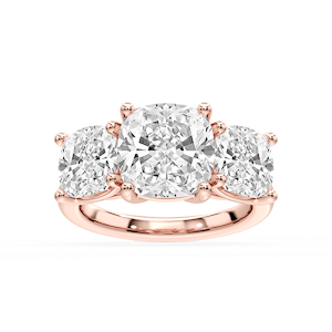 Lola Cushion Lab Grown Diamond Three Stone Engagement Ring