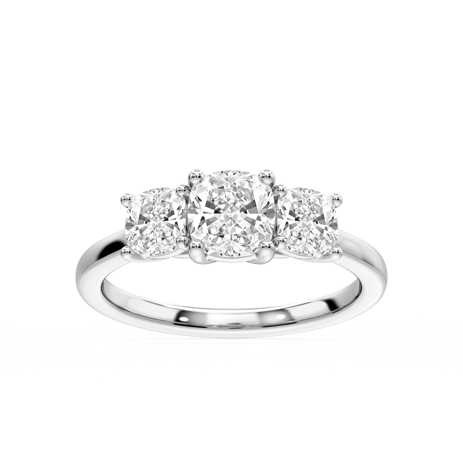 Lola Cushion Lab Grown Diamond Three Stone Engagement Ring