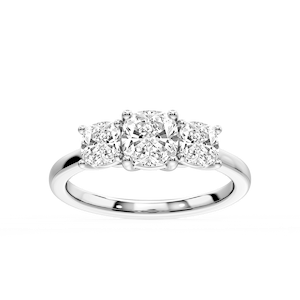 Lola Cushion Lab Grown Diamond Three Stone Engagement Ring