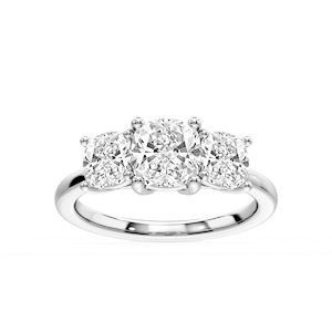 Lola Cushion Lab Grown Diamond Three Stone Engagement Ring