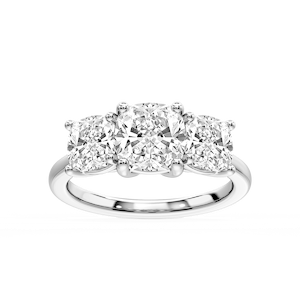 Lola Cushion Lab Grown Diamond Three Stone Engagement Ring