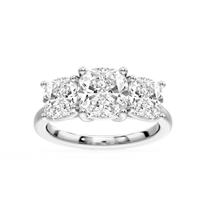 Lola Cushion Lab Grown Diamond Three Stone Engagement Ring