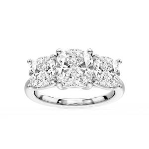Lola Cushion Lab Grown Diamond Three Stone Engagement Ring