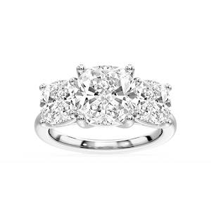 Lola Cushion Lab Grown Diamond Three Stone Engagement Ring