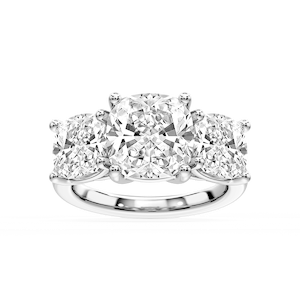 Lola Cushion Lab Grown Diamond Three Stone Engagement Ring