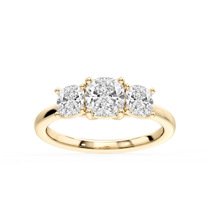 Lola Cushion Lab Grown Diamond Three Stone Engagement Ring