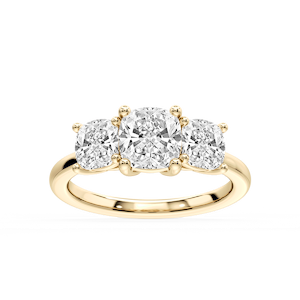 Lola Cushion Lab Grown Diamond Three Stone Engagement Ring