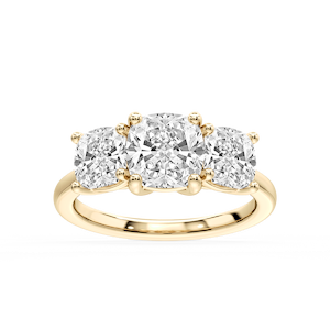 Lola Cushion Lab Grown Diamond Three Stone Engagement Ring