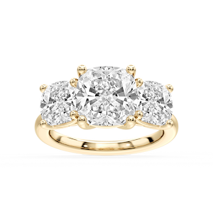 Lola Cushion Lab Grown Diamond Three Stone Engagement Ring