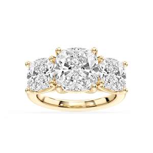 Lola Cushion Lab Grown Diamond Three Stone Engagement Ring